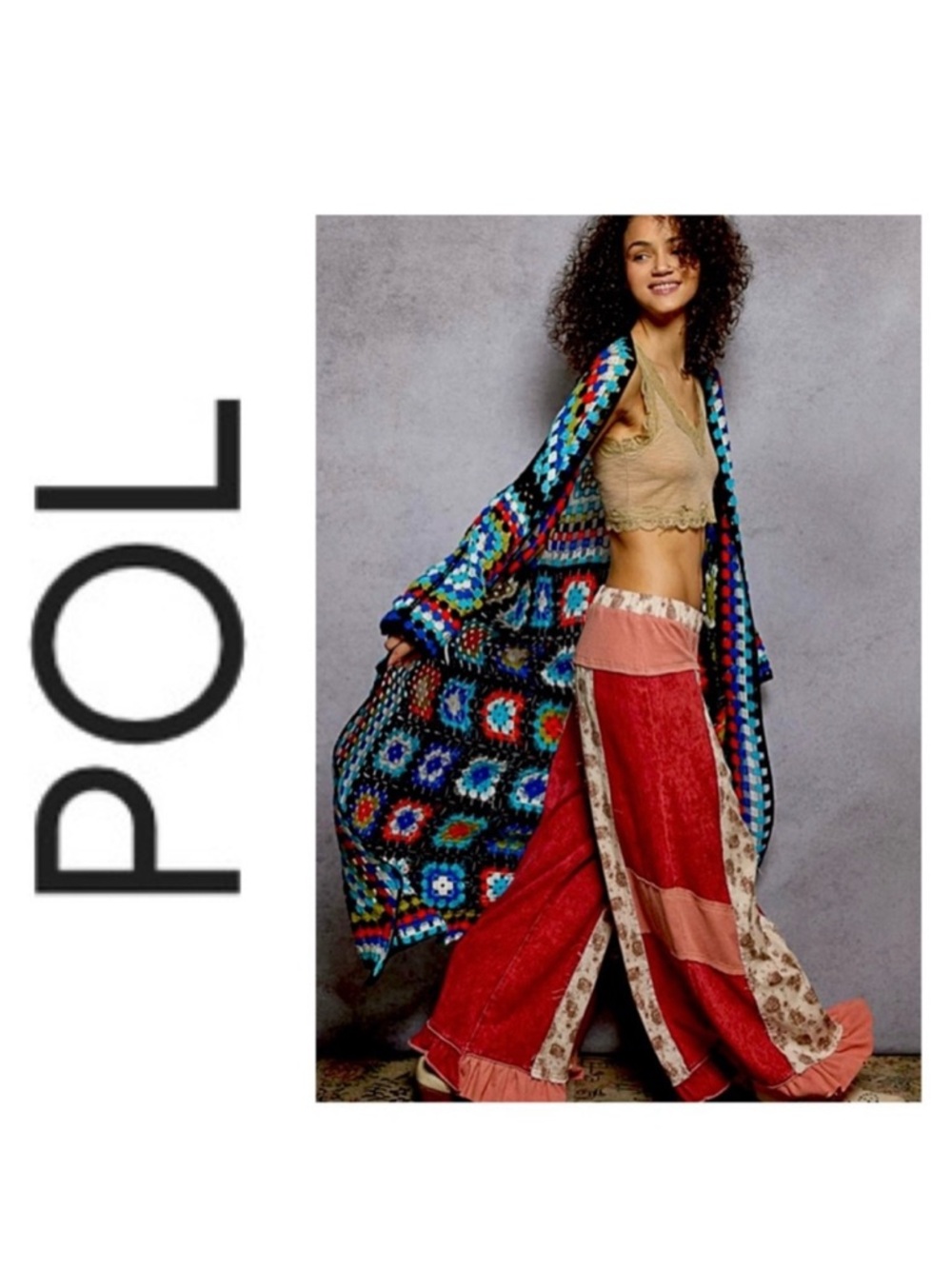 POL Multicolor Crochet Duster Cardigan Brand New